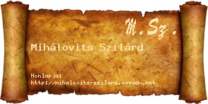 Mihálovits Szilárd névjegykártya
